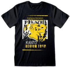 CurePink Pánské tričko Pokémon: Kanto Region Tour (S) černá bavlna