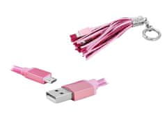 LTC USB - micro USB nabíjecí kabel jako klíčenka, barva růžová