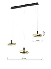 WOFI WOFI Závěsné svítidlo Brest 1x 26W LED 3000lm 3000K černá plus zlatá 7016-304