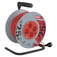 Emos Prodlužovací kabel na bubnu s pohyblivým středem se 4 zásuvkami 1,0 mm² DULU 25 m červený
