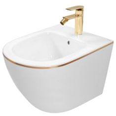 BPS-koupelny Závěsný bidet REA CARLO MINI, bílá/zlatý lem