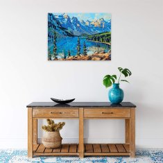 Malujsi Malování podle čísel - Jezero pod horami 02 - 80x60 cm, plátno vypnuté na rám