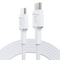 Green Cell KABGC29W Cable bílá USB-C typ C 2m PowerStream s rychlým chargingem Power Delivery 60W, U