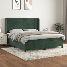 Vidaxl Box spring postel s matrací tmavě zelená 160x200 cm samet