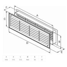 Mikawi Větrací mřížka dveřní 460x135 mm - sada 2 ks - calvados - MIKAWI 66-5308