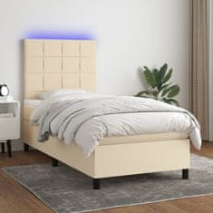 shumee Box spring postel s matrací a LED krémová 90x190 cm textil