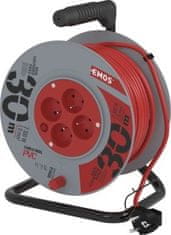 Emos Prodlužovací kabel na bubnu 30 m / 4 zásuvky / červený / PVC / 230 V / 1 mm2