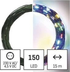 Emos LED vánoční nano řetěz zelený, 15 m, venkovní i vnitřní, multicolor, časovač