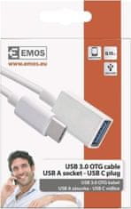 Emos Datový OTG kabel USB-A 3.0 / USB-C 3.0 s funkcí redukce, 15 cm, bílý