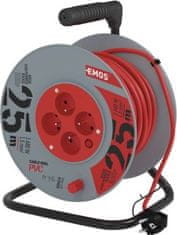 Emos Prodlužovací kabel na bubnu 25 m / 4 zásuvky / červený / PVC / 230 V / 1,5 mm2