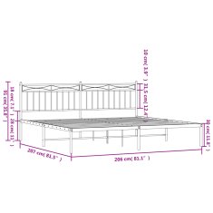 Vidaxl Kovový rám postele s čelem bílý 200 x 200 cm