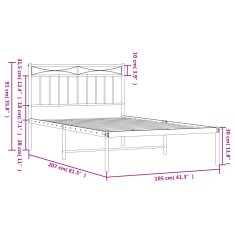 Vidaxl Kovový rám postele s čelem bílý 100 x 200 cm