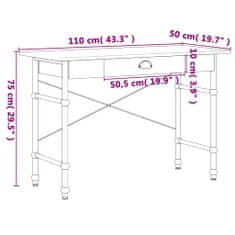 Greatstore Počítačový stůl se zásuvkou barva dubu 110 x 55 x 75 cm