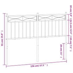 Vidaxl Kovové čelo postele bílé 150 cm