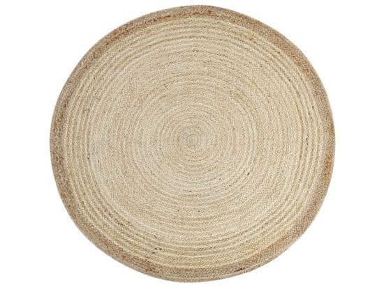 Beliani Kulatý jutový koberec 120 cm světle béžový MENEMEN