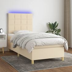 shumee Box spring postel s matrací a LED krémová 90x190 cm textil