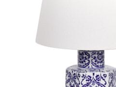 Beliani Porcelánová stolní lampa bílá/modrá MARCELINI