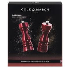 Cole Mason London Red Gloss, Precision+, Mlýnek na sůl & Mlýnek na pepř, 180 mm, GS