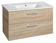 AQUALINE VEGA umyvadlová skříňka 97x60x43,8cm, 2x zásuvka, dub platin VG903 - Aqualine