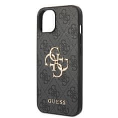 Guess  PU 4G Metal Logo Zadní Kryt pro iPhone 15 Plus Grey