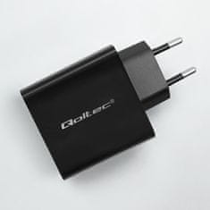 Qoltec Super Quick PD Charger | 1xUSB-C | 1xUSB | 45W | 5-20V | 2,25-3A | Black