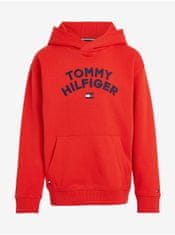 Tommy Hilfiger Červená klučičí mikina s kapucí Tommy Hilfiger 140
