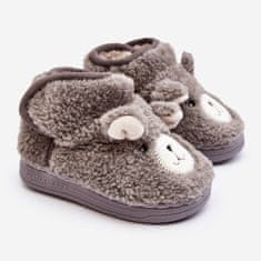 Dětské fleecové pantofle s medvídkem Grey velikost 26