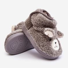 Dětské fleecové pantofle s medvídkem Grey velikost 26