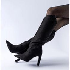 Černé kovbojské boty s jehlovým podpatkem velikost 41