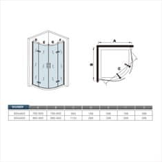 H K Čtvrtkruhový sprchový kout MELODY S4 90 s dvoukřídlými dveřmi