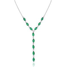 SPERKY4U Stříbrný náhrdelník se zelenými zirkony