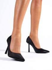 Amiatex Trendy černé dámské lodičky na jehlovém podpatku + Ponožky Gatta Calzino Strech, černé, 36