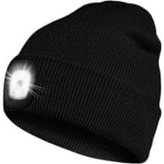 VIVVA® Čelovka a čepice 2v1, Čepice s čelovkou, Zimní čepice s nabíjecím LED světlem | LEDBEANIE Černá