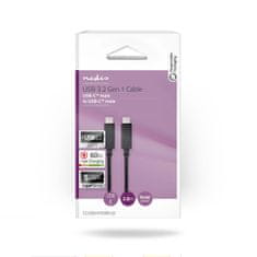 Nedis propojovací kabel USB 3.2 (Gen1), zástrčka USB C - zástrčka USB C, 4K 60Hz, 5 Gbps, 2 m, černá (CCGB64700BK20)