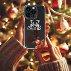 TEL PROTECT Christmas průhledné pouzdro pro Samsung S23 - vzor 1 Veselé sobí Vánoce