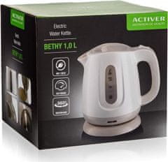 ACTIVER Konvice plastová BETHY 1,0 l, 900-1100W, otočná o 360st., bílo-moka