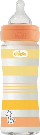 Chicco Láhev kojenecká sklo Well-being silikon 240 ml