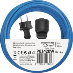 Emos Počasí odolný prodlužovací kabel 20 m / 1 zásuvka / modrý / silikon / 230 V / 1,5 mm2