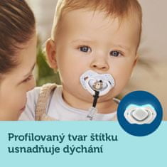 Canpol babies Set symetrických silikonových dudlíků 18m+ Bonjour Paris modrý