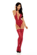 Beautynight Erotické body Adelaide teddy cherry + Ponožky Gatta Calzino Strech, vínová, L/XL