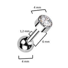 SPERKY4U Cartilage piercing TITAN, 1,2 x 6 mm, barva: čirá