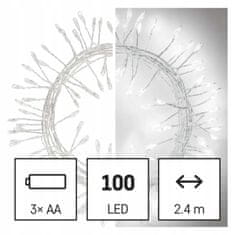 Emos Vánoční stromek světla studená bílá 100 LED IP20 2,4m