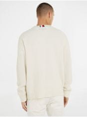 Tommy Hilfiger Krémový pánský vlněný svetr Tommy Hilfiger Cable Monotype Crew Neck XXL