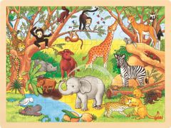 Goki Dřevěné puzzle Afrika 48 dílků