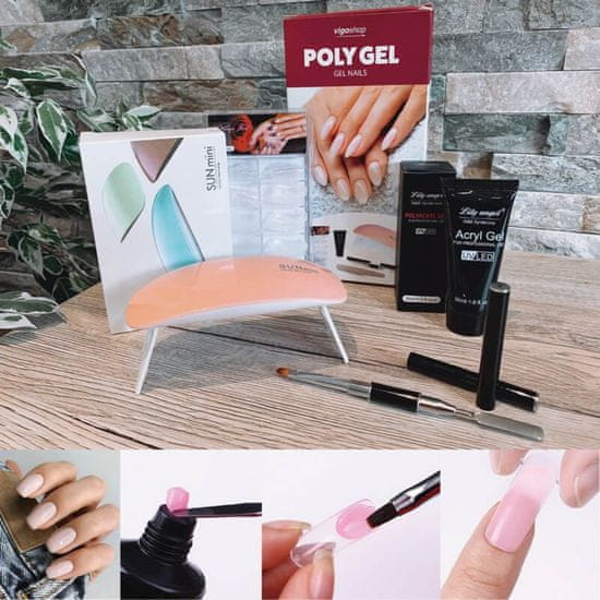 Mormark Sada na nehty s LED lampou, Polygel sada na nehty | POLY GEL SET