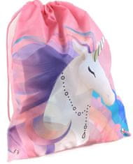 CurePink Batoh pytlík gym bag Unicorn: Rainbow Magic - Duha (32 x 40 cm)