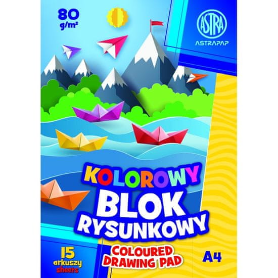 Astra barevné papíry A4, 15 listů, 80g/m2, mix motivů, 106021004