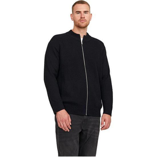 Jack&Jones Plus Pánský svetr JJPANNEL Regular Fit 12236572 Black