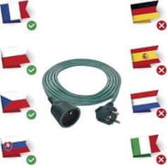 Emos Prodlužovací kabel 2 m / 1 zásuvka / zelený / PVC / 1 mm2