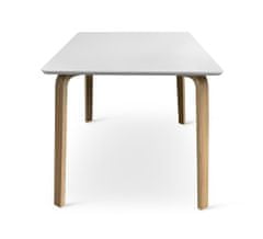 Nábytek Texim Dřevěný jídelní set ZAHA bílý + 6x židle Gina šedá